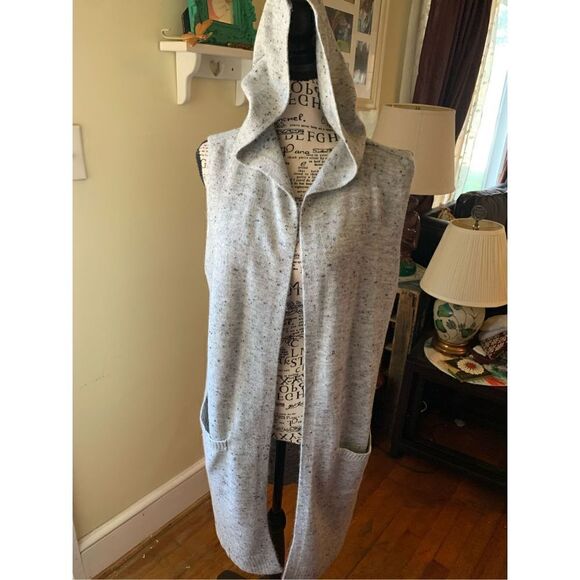 Verve Ami Black & Gay Flecked Open Cardigan Vest Hoodie - Picture 1 of 10